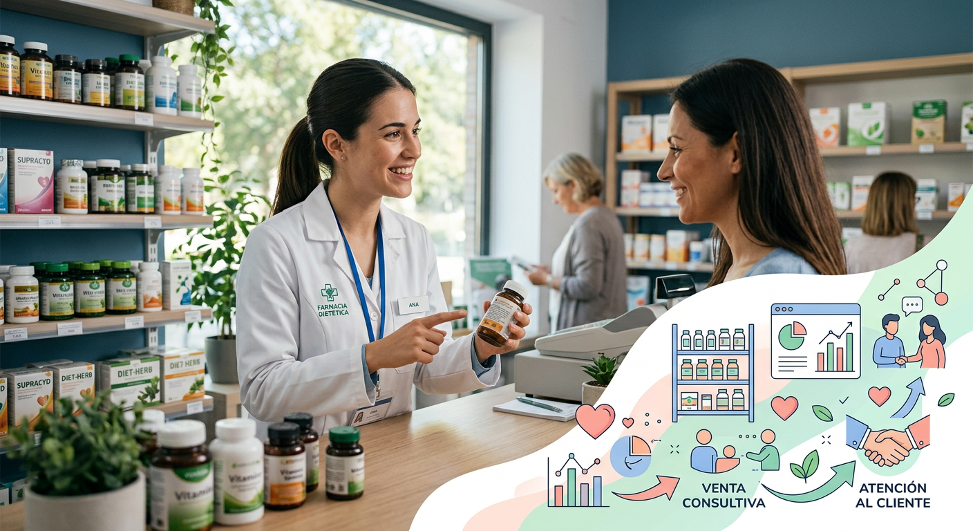 Técnicas de venta y atención al cliente en farmacias y tiendas de dietética